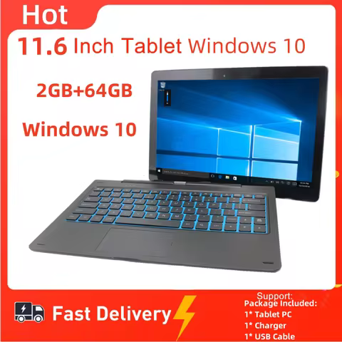 11.6'' Windows 10 Tablet PC 2GBDDR+64GB 2in1 With Docking Keyboard Z3735G CPU 1366*768 IPS Screen Qu