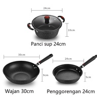 QME Antilengket Peralatan Masak 3PCS Peralatan Dapur Cocok Untuk Semua Kompor Wajan Panci Paket Kel