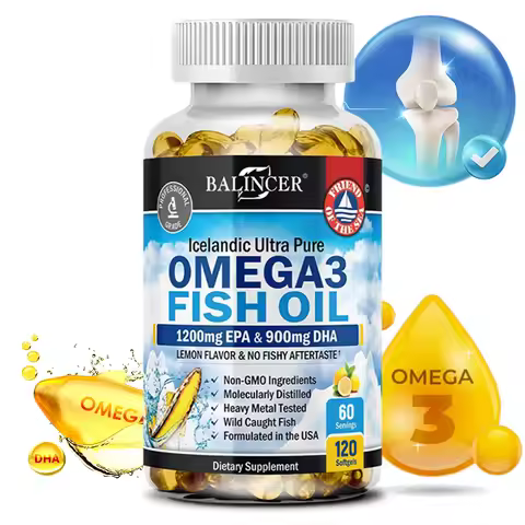 Strength Omega 3 Fish Oil 2250mg, Wild Caught, High EPA 1200mg & DHA 900mg, Supports Heart, Brain, E