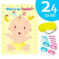 Vonl Pin The Pacifier On The Baby Game Baby Pacifier Games with Pacifiers Stickers Large Baby Shower