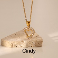Cindy 18k Gold Plated Openwork Heart White Zircon Inlaid Necklace Pendant Accessory for Women100%