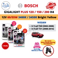 BOSCH Gigalight Plus 120 H4 Headlight Bulb 12V 60/55W 2pcs for Nissan X-Trail T30 (2002-2008) / T31 