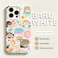 Crybaby Liquid Silicone Stand hp Cute AestheticCermin Casing hp iphone 17 Pro Max 11 13 15 12 14 16 