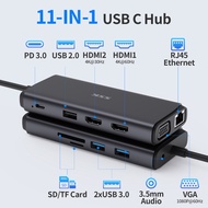 SSK SC211 Triple Display Dual HDMI HUB USB C HUB 4K 60Hz HDMI Power Delivery Charging USB 3.0 HUB