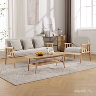 Balcony Small Sofa Log Household Fabric Simple Living Room Solid Wood Small Apartment Nordic Double 