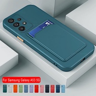 Card Slot Holder Square Silicone Phone Cover For Samsung Galaxy A33 A73 33A A13 A33 4G 5G Shockproof