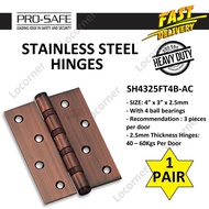 PRO-SAFE Stainless Steel SUS 304 Hinges SH4325FT4B-SS/PVD/AB/AC 🤩/ Engsel Pintu/ Engsel Murah/ Engse