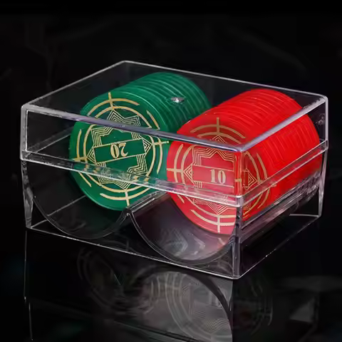2 Slots Acrylic Poker Chip Case can hold 40 pieces Poker Chips Carrier With Chip Trays Poker Chip Di
