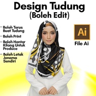 Design Tudung 2 I File AI I Photoshop I Template Photoshop - Sesuai Digunakan Dengan Mockup Tudung