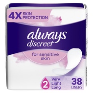 Always Discreet for Sensitive Skin Liners Light Long Absorbency, Four Times Skin Protection, Soft, D