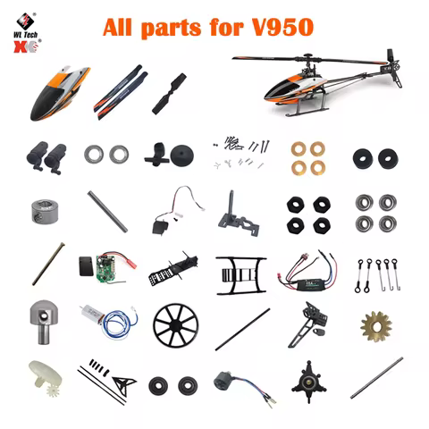 Wltoys V950 RC Helicopter Parts Recvier Servo Shaft Main Gear Motor Rotor Head Canopy ESC Blade Axis