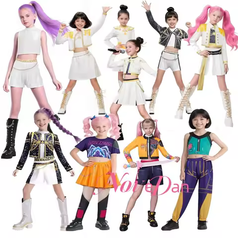 Huntrix Golden Kpop Demon Hunters Rumi Mira Zoey Cosplay Costume Kids Girls Birthday Party Halloween