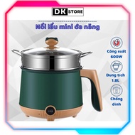 Nồi Lẩu Điện Mini Nấu Mì 2 Tầng Kèm Giá Hấp Đa Năng Nướng Luộc Chiên Chống Dính Vân Đá Tiện Lợi DKST