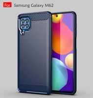 Carristo Samsung Galaxy M62 Back Case Cover Carbon Fiber Brushed TPU Silicone Soft Casing Phone Mobi