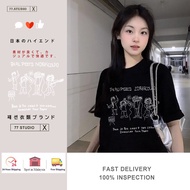 (Ready stock) Casual T-shirt 100%cotton short-sleeved Soft&comfortable unisex oversize T-shirt band'