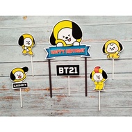 Topper toper decoration skewer cake rice cake tumpeng pudding birthday happy birthday character bt21