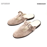 womenager - Margo Light grey suede รองเท้าแตะคัทชูเปิดส้น สวมใส่ง่าย
