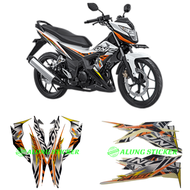 STIKER STRIPING LIS LES BODY MOTOR HONDA SONIC 150R TAHUN 2017 WARNA PUTIH ORANGE 1SET STANDAR