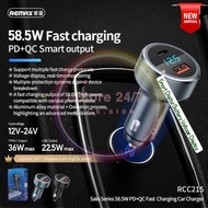 REMAX RCC215 Salo 58.5W Dual Port Fast Charging Car Charger Smart Digital Battery Voltage Display Ty