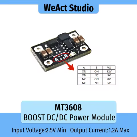 MT3608 Module DC-DC Converter Boost Module Power Board 1.2A 2.5V-24V for 5/8/9/12V