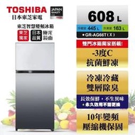 TOSHIBA 東芝608公升雙門變頻冰箱 GR-AG66T(X)極光鏡面 基本安裝+舊機回收