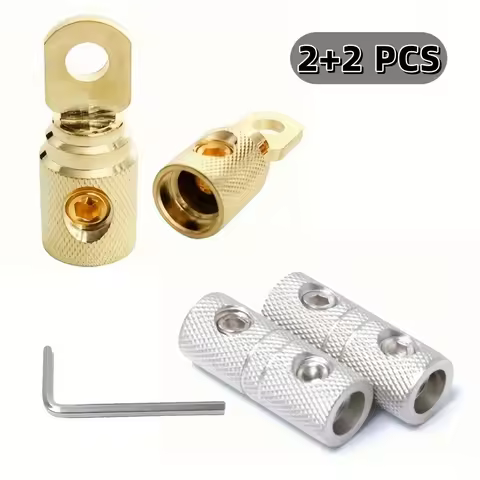 2+2PCS Car Power Cord Ground Terminal Car Stereo Power Cord or Ground Wire Connector 0GA 4GA 8GA