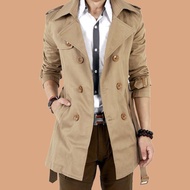 Jaket lelaki tebal musim bunga dan musim luruh, versi Korea panjang, pelajar muda langsing, kot saiz