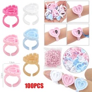 屯團百貨 - [100件裝] 藍色 心形戒指 嫁接睫毛滴膠水杯 美睫戒指杯 睫毛滴膠水工具