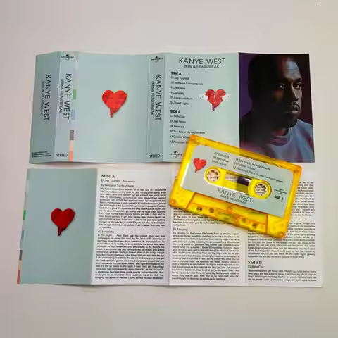 R&B Kanye West Music Tape 808s & Heartbreak Album Music Cassettes Cosplay Walkman Recorder Car Sound