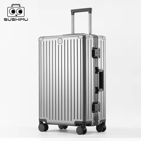 SUSHIMU 100% Aluminum-magnesium alloy Travel Suitcase Rolling Luggage 20/24/28 inch Trolley Luggage 