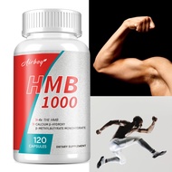 HMB 1000 mg dietary supplement, gluten-free, non-GMO, suitable for adults.