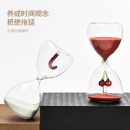 Creative 15 Minutes Red Cherry Hourglass Timer Christmas Candy Glass Hourglass Home Decoration Ornam