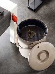 โต๊ะน้ำชาถังขยะแบบฝาพับถังน้ำชาถังน้ำเสียกรองถังชาถังชาอุปกรณ์ชงชาไซส์ใหญ่ใช้ในบ้านถังระบายน้ำ