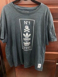 Adidas X neighborhood N1黑色logo聯名短T  XL