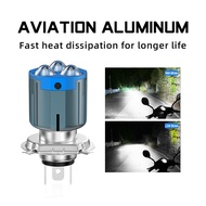 1 Buah Bohlam Lampu Depan Motor LED H4 H6 BA20D 3 Lensa Lampu Sorot Putih Kuning Kapur Hi-Lo Beam Mo