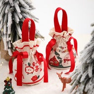 Fstyzx Christmas Velvet Gift Bag Santa Drawstring Bag Candy Apples Handle Bag Christmas Tree Hanging Decoration New Year Christmas Gift SG