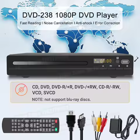 DVD 238 1080P DVD Player HD DVD Player Home Multimedia DVD Player Box For TV DVD CD Players HDMI-Com