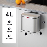 JustLiving 1PC 4/8L Wall Dustbin Trash Hanging Dustbin Household Kitchen Cabinets Hanging Stainless