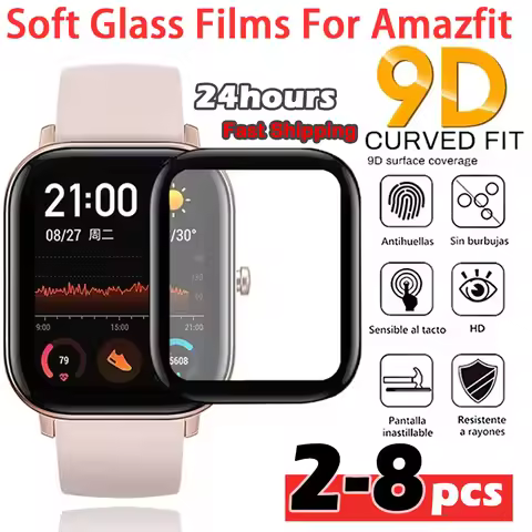 9D Tempered Soft Glass Film For Amazfit GTS4 mini BiP5 3 Screen Protector Films For Amazfit GTR4 GTR