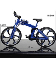 จักรยานเสือภูเขาอัลลอยด์แบบ1:10 จักรยานเสือหมอบพับได้แบบพับโลหะแบบจำลองของสะสมของขวัญของเล่นสำหรับเด็ก