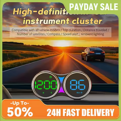 Car GPS HUD Dual Speedometer 4 Inch KM MPH Switch Overspeed Alert Night Display USB Mount