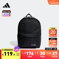adidas大容量经典三条纹运动双肩背包男女阿迪达斯官方HH7073 黑色/白 NS
