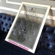 FRAME AYAT ASMAUL HUSNA CORAK PASU BUNGA KACA. Frame Besar Size 27inch x 39 inch