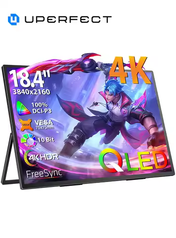 UPERFECT 18.4" 4K QLED Portable Gaming Monitor UHD 3840 * 2160 QHD Ultra-Slim FreeSync HDR with Kick