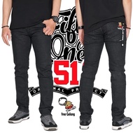 FIFTY ONE DENIM 51-Men's Long Soft Jeans Slim Fit Stretch Pants Black Jazz