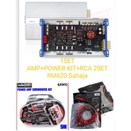 CAR AUDIO AQ 4CH AMP+AQ 4GA POWER KIT +RCA 2SET RM620