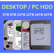 3.5" Size Desktop / PC / CCTV / DVR / NAS  HDD 16TB / 14TB / 12TB / 10TB / 8TB / 6TB