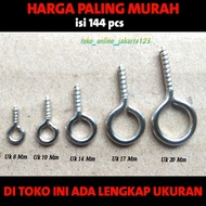 Paku ulir Sekrup Ring skrup ulir gantungan kunci isi 144 pcs paku bahan Souvenir