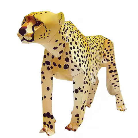 Cheetah Leopard Jaguar Handmade Origami Art Folding Mini 3D Paper Model Papercraft Animal DIY Teens 