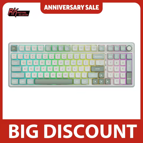 RK ROYAL KLUDGE R98Pro Pluggable Button Wired Mechanical Keyboard 98 Keys Gasket RGB Hot-swappable G